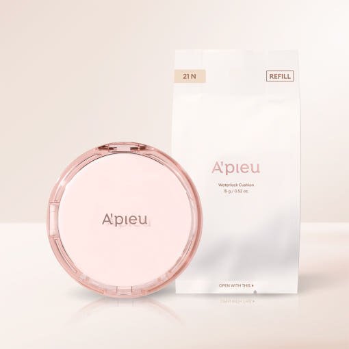 A'pieu Waterlock Cushion SPF50+ PA++++ Set 15g + 15g(Refill) 21 Light Beige - TIANSHOP