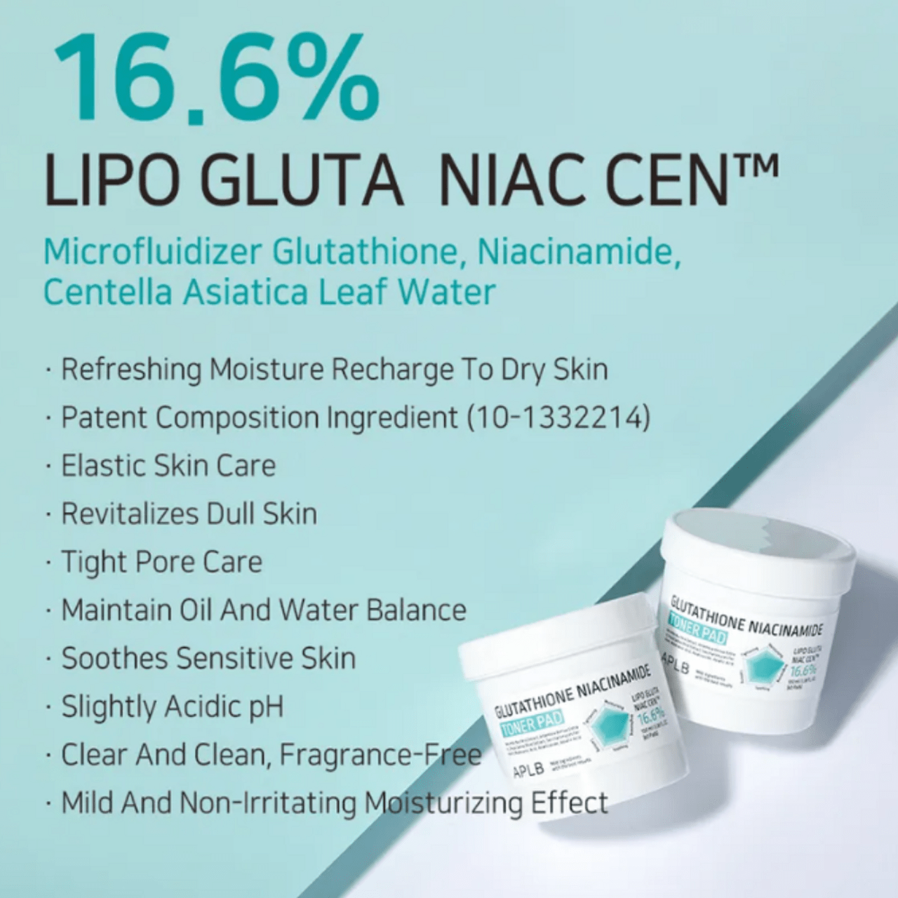 APLB Glutathione Niacinamide Toner Pad 100ml/60pads - TIANSHOP