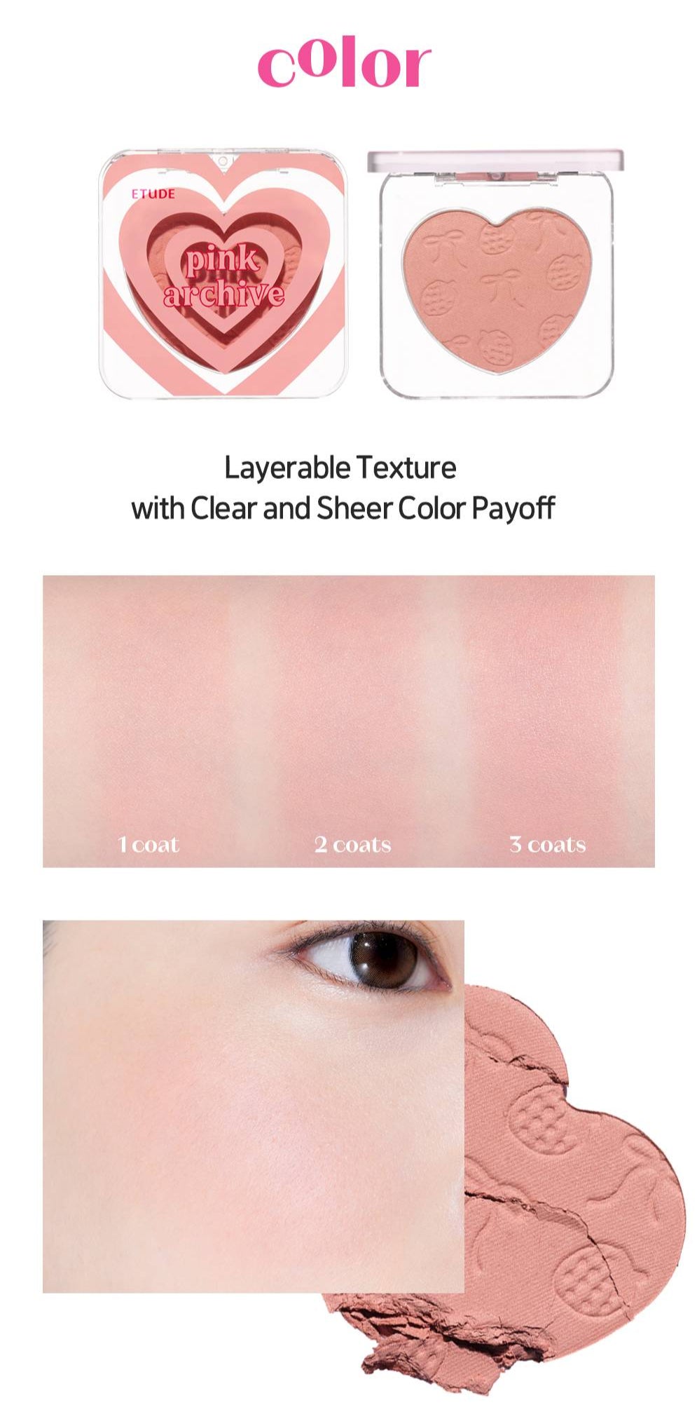 ETUDE Heart Flutter Blusher 4g Pinkarchive - TIANSHOP