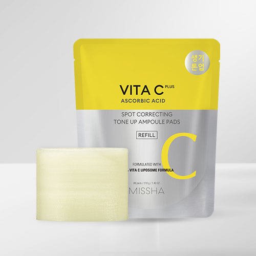 MISSHA Vita C Plus Spot Correcting Tone Up Ampoule Pads 210g/80pads (Refill) - TIANSHOP