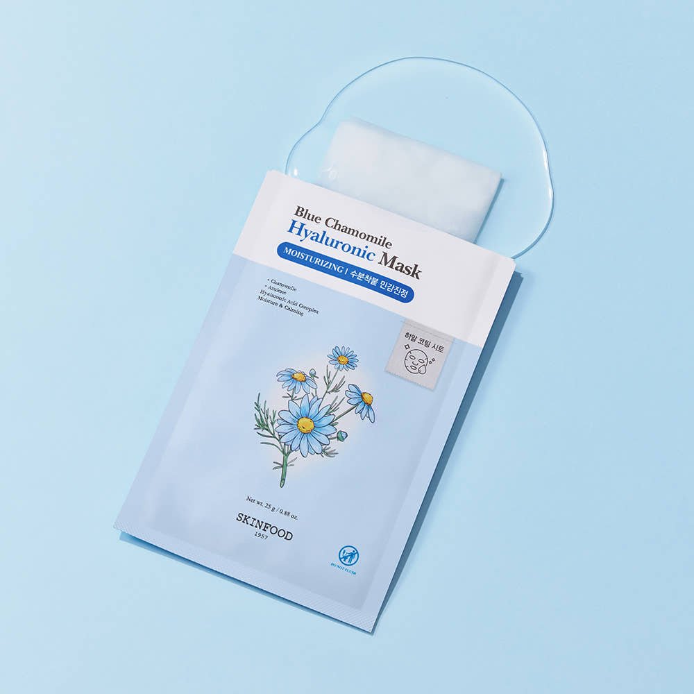 SKINFOOD Blue Chamomile Hyaluronic Mask Sheet 25g X 10ea - TIANSHOP