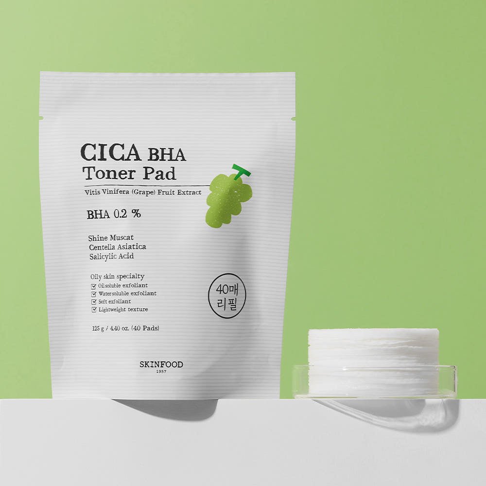 SKINFOOD Shine Muscat Cica BHA Toner Pad 125g/40ea (Refill) - TIANSHOP