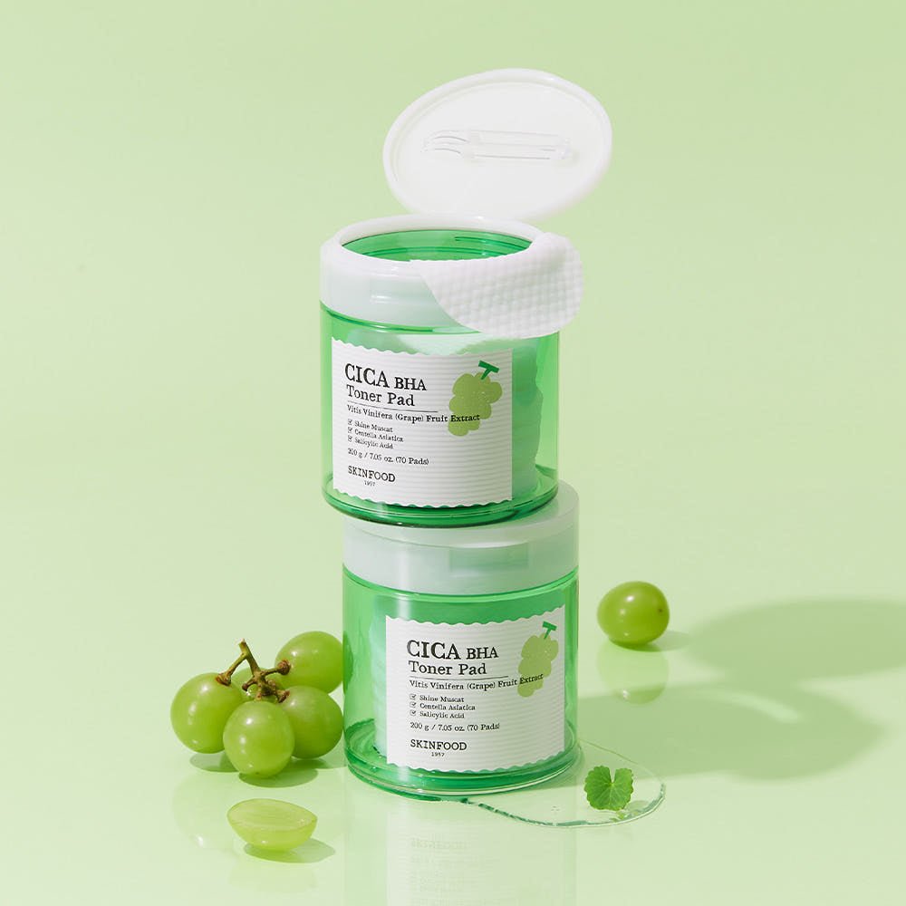 SKINFOOD Shine Muscat Cica BHA Toner Pad 200g/70ea - TIANSHOP