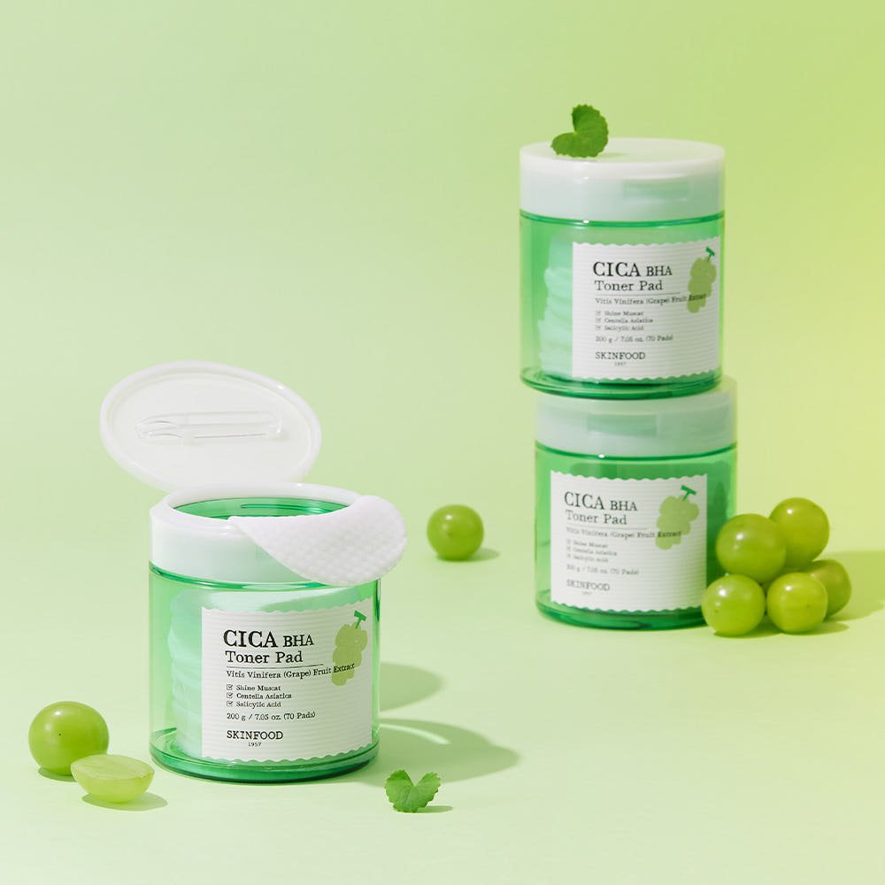 SKINFOOD Shine Muscat Cica BHA Toner Pad 200g/70ea - TIANSHOP