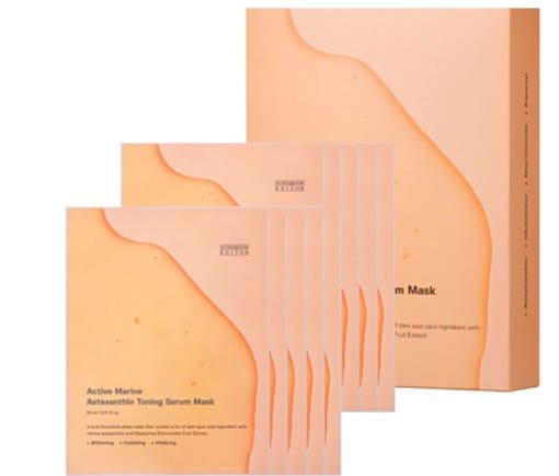 SUNGBOON EDITOR Active Marine Astaxanthin Toning Serum Mask 23ml X 10ea - TIANSHOP