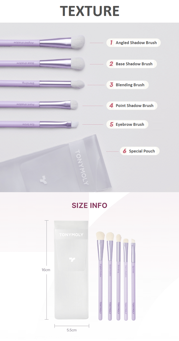 TONYMOLY Eye Make - Up Brush Set of 5pcs - TIANSHOP