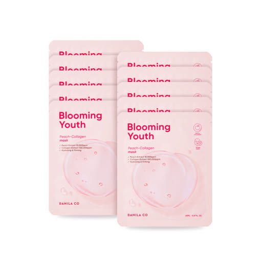 BANILA CO Blooming Youth Peach Collagen Mask Sheet 20ml X 10ea - TIANSHOP