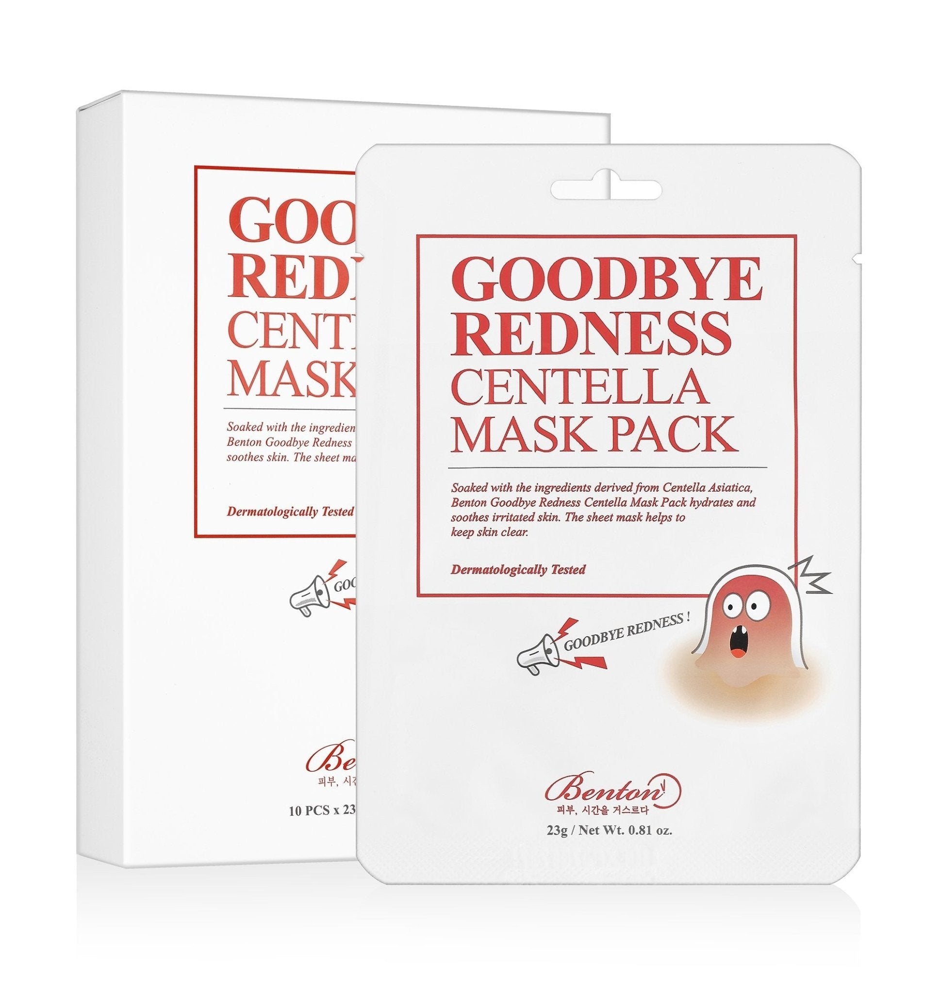 Benton Goodbye Redness Centella Sheet Mask 23g X 10ea - TIANSHOP