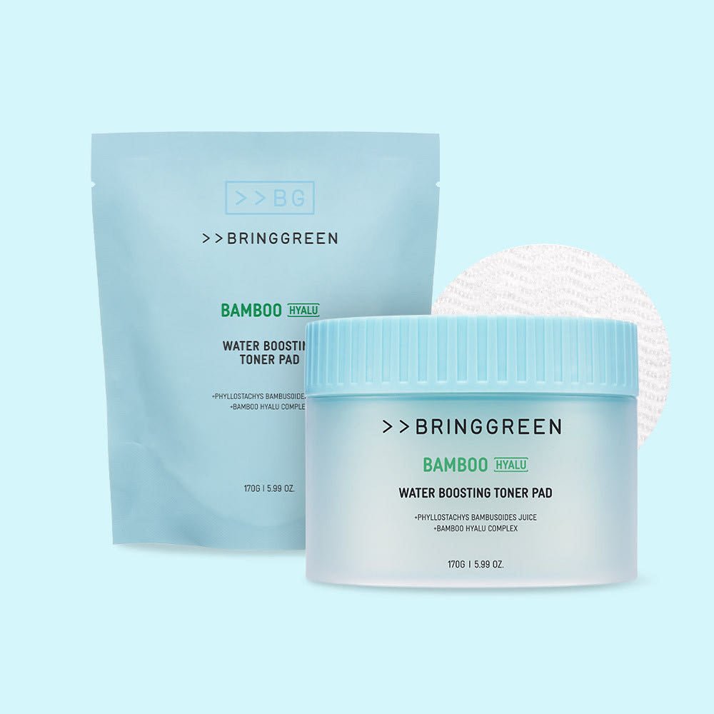 BRINGGREEN Bamboo Hyalu Water Boosting Toner Pad Set 170g/80pads + 170g/80pads(Refill) - TIANSHOP