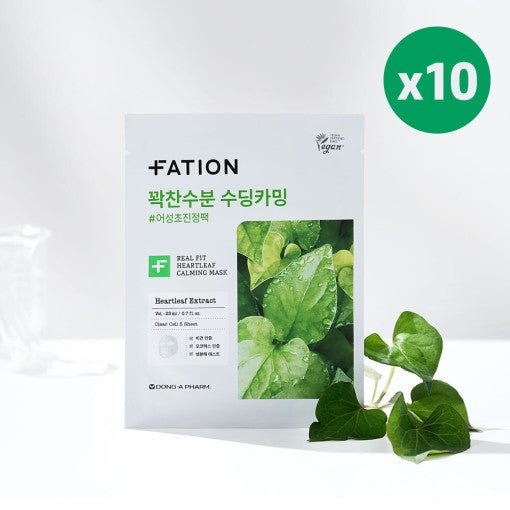 FATION Real Fit HeartLeaf Calming Mask Sheet 23mlX10ea - TIANSHOP