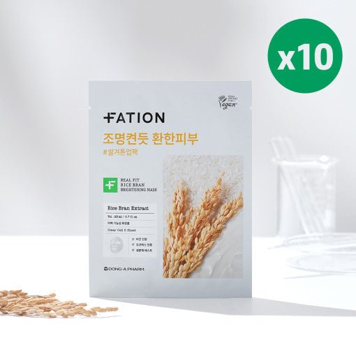 FATION Real Fit Rice Bran Brightening Mask Sheet 23mX10ea - TIANSHOP