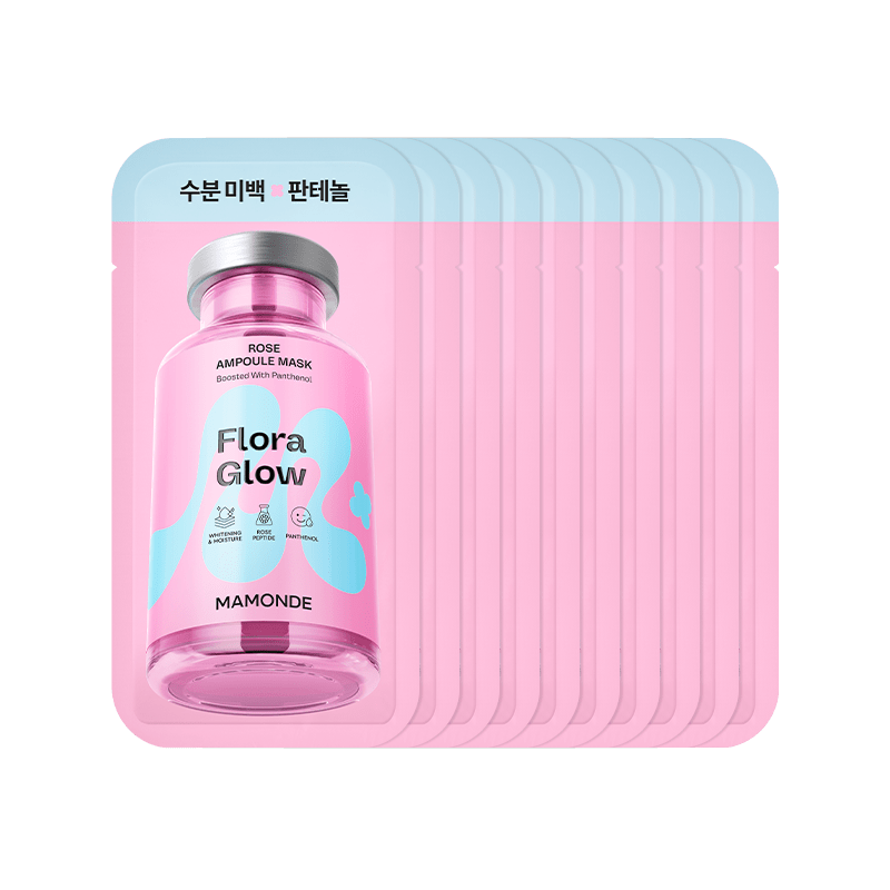 Mamonde Flora Glow Rose Ampoule Mask 23ml X 10ea - TIANSHOP