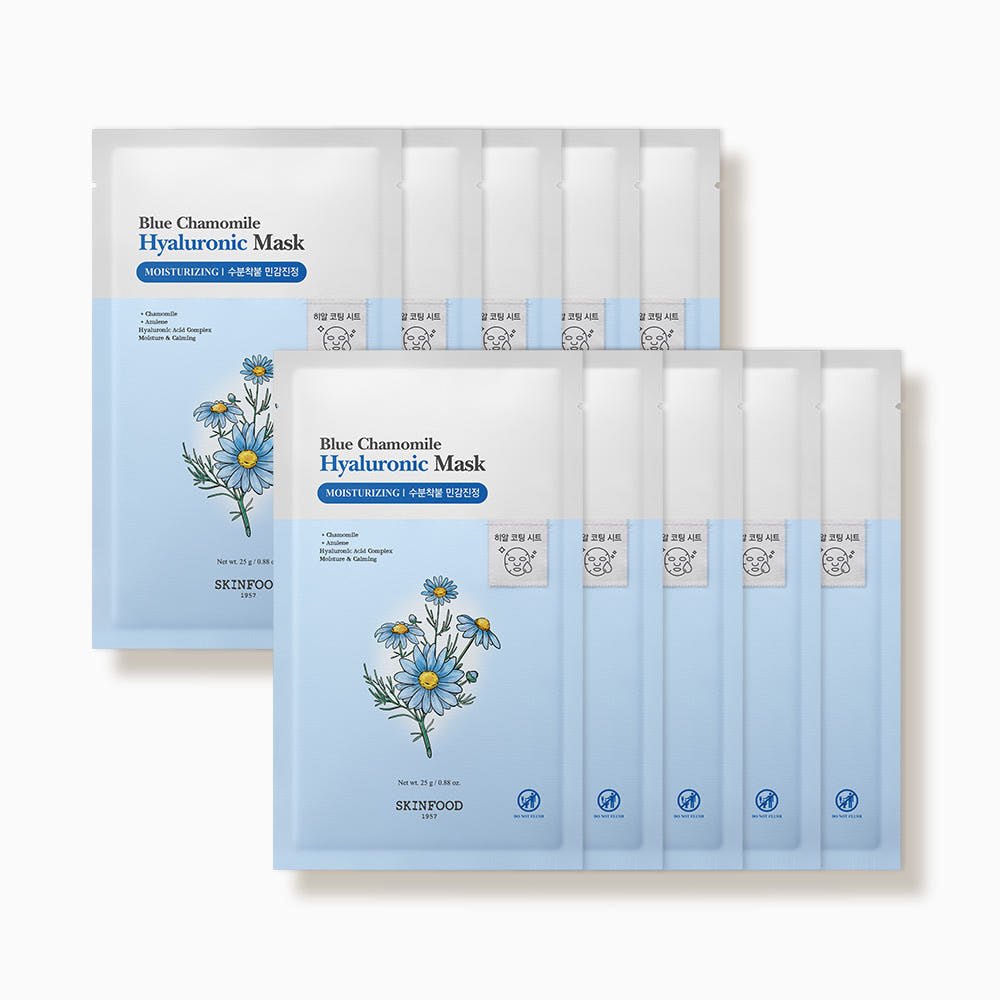 SKINFOOD Blue Chamomile Hyaluronic Mask Sheet 25g X 10ea - TIANSHOP