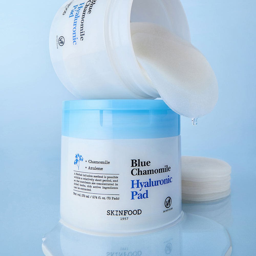 SKINFOOD Blue Chamomile Hyaluronic Pad 170ml/70ea - TIANSHOP