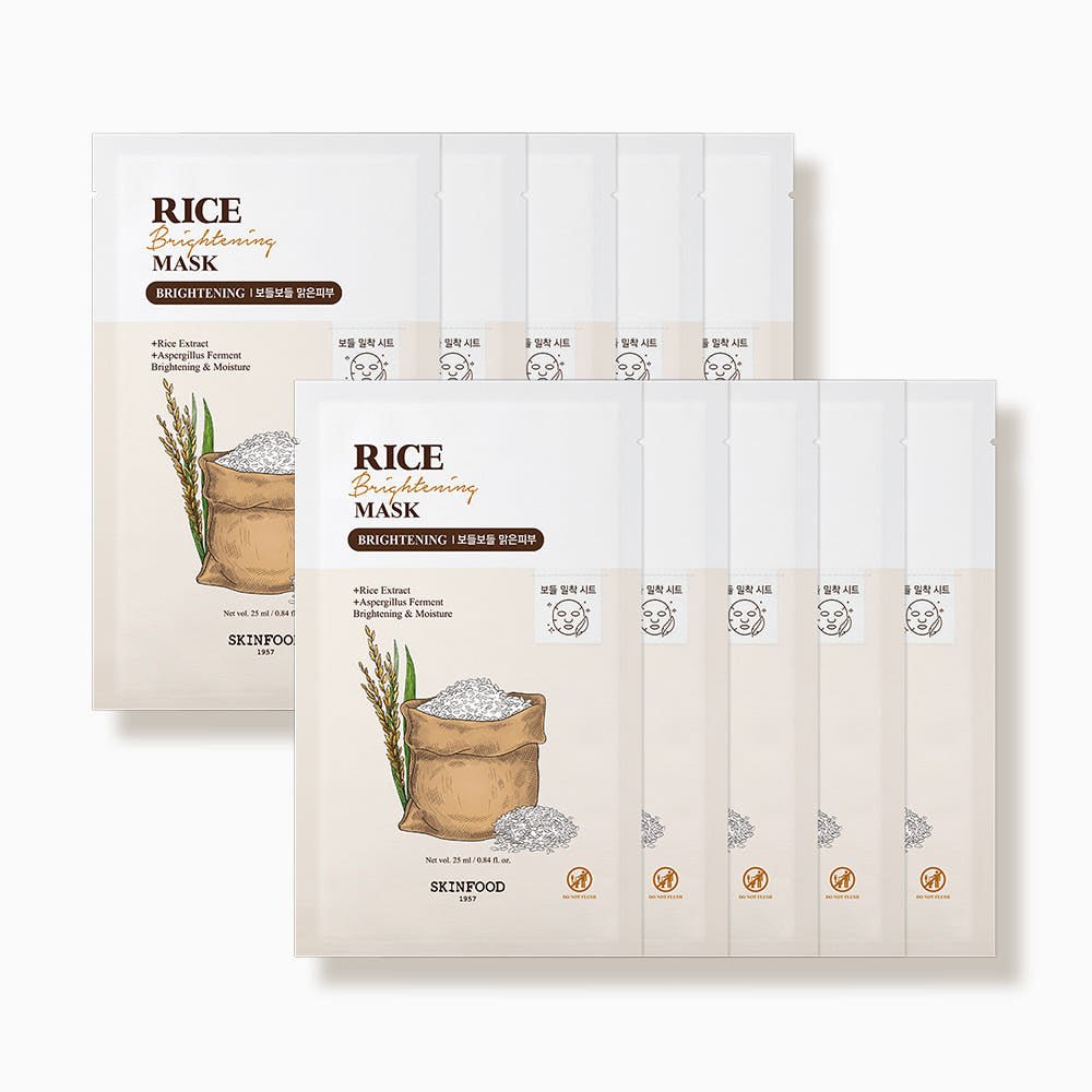SKINFOOD Rice Brightening Mask 25g x 10ea - TIANSHOP