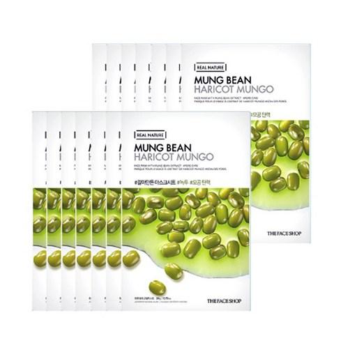THE FACE SHOP REAL NATURE Face Mask Mung Bean (20g X 10ea) - TIANSHOP