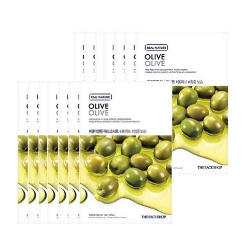 THE FACE SHOP REAL NATURE Face Mask Olive (20g X 10ea) - TIANSHOP